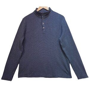 Michael Kors Men's 1/4 Button Pullover Sweater Mock Neck Stretch Size XL Blue